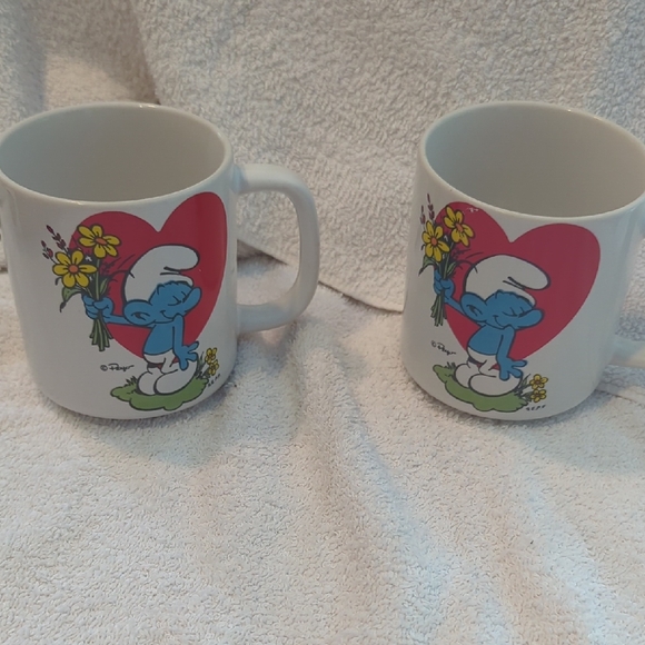 Smurfs Heart Mug Set - White - Picture 1 of 7